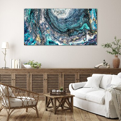 Cosmic waves in shades of blue Glass art print