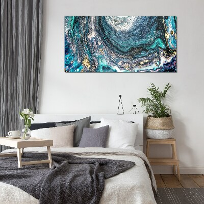 Cosmic waves in shades of blue Glass art print