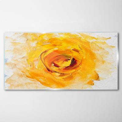 Yellow rose on a light background Wall art on glass