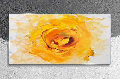 Yellow rose on a light background Wall art on glass