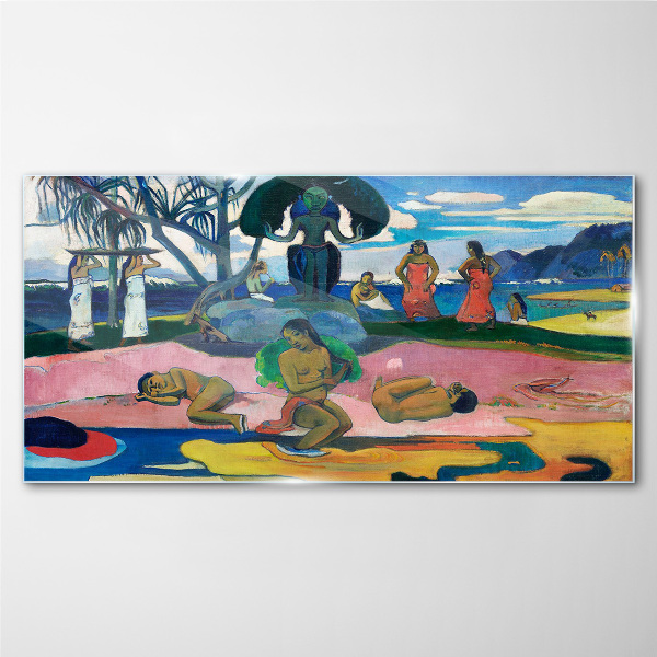 Tropical scene with characters Wall art on glass
