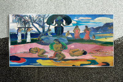 Tropical scene with characters Wall art on glass