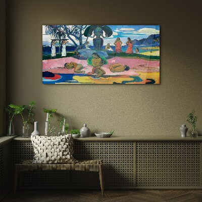 Tropical scene with characters Wall art on glass