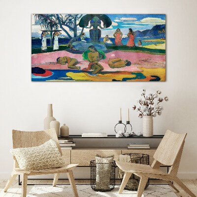 Tropical scene with characters Wall art on glass