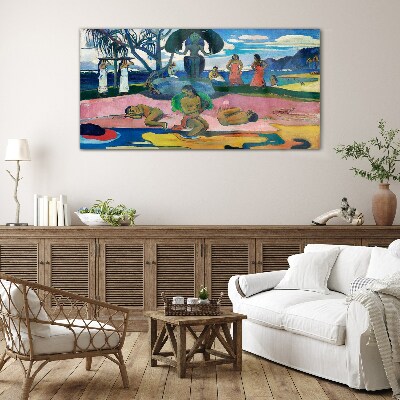 Tropical scene with characters Wall art on glass