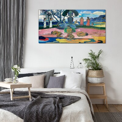 Tropical scene with characters Wall art on glass