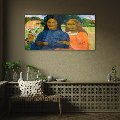 Mother and daughter in nature Wall art on glass