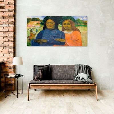 Mother and daughter in nature Wall art on glass