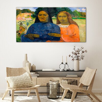 Mother and daughter in nature Wall art on glass