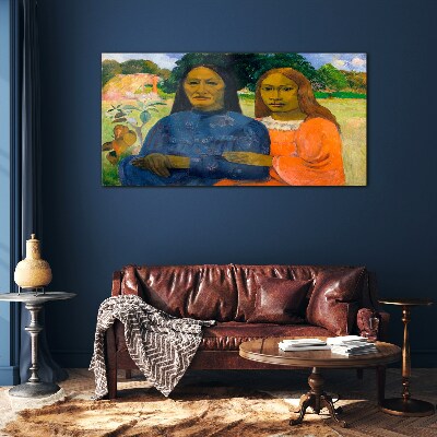 Mother and daughter in nature Wall art on glass