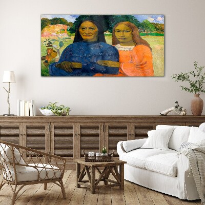 Mother and daughter in nature Wall art on glass