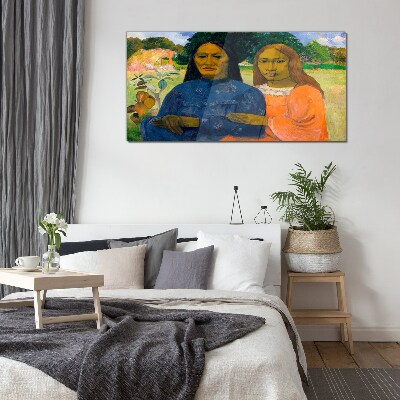Mother and daughter in nature Wall art on glass