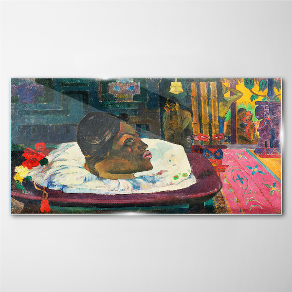 Portrait in pastel colors Glass art print