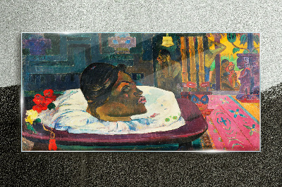 Portrait in pastel colors Glass art print