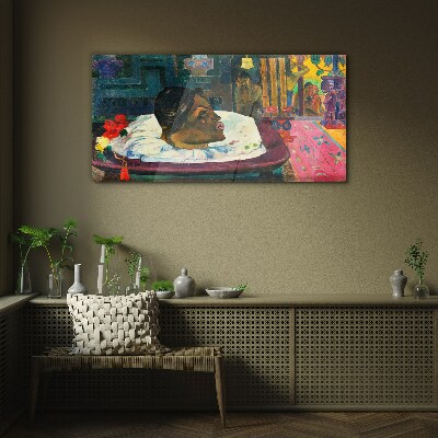 Portrait in pastel colors Glass art print