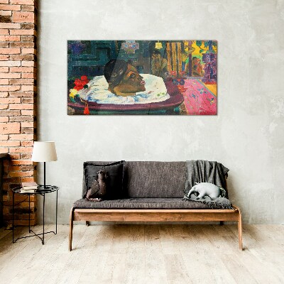 Portrait in pastel colors Glass art print
