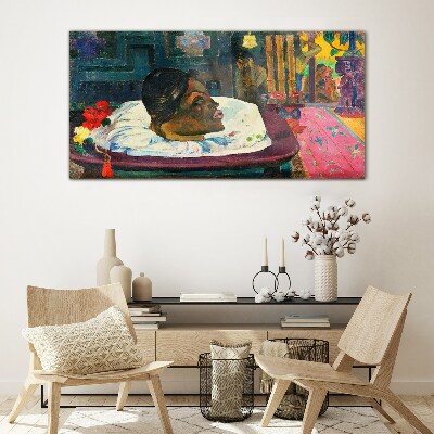Portrait in pastel colors Glass art print