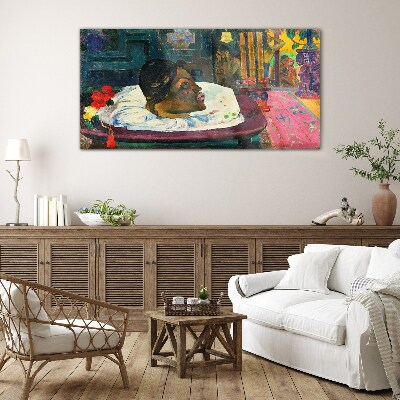 Portrait in pastel colors Glass art print