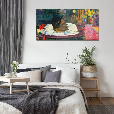 Portrait in pastel colors Glass art print