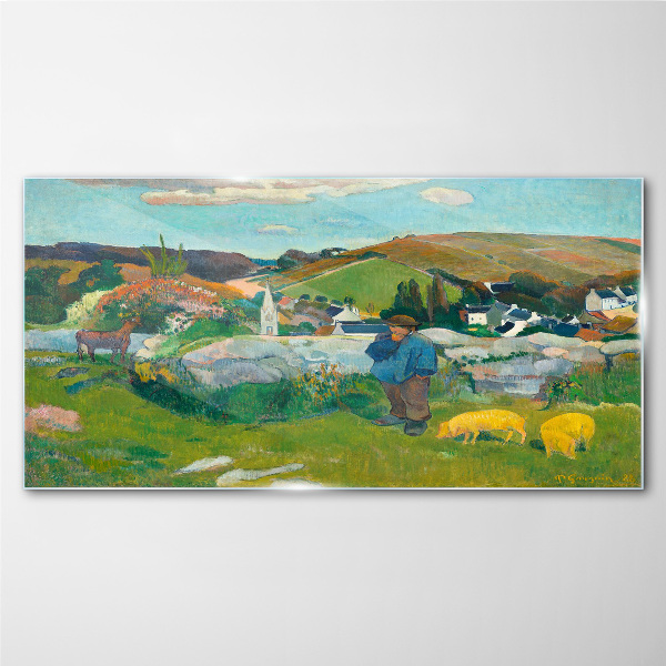 Boy in the landscape Wall art on glass