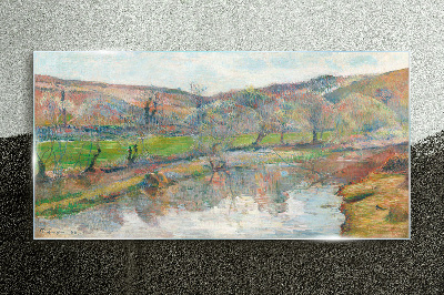 A peaceful landscape by the river Glass art print