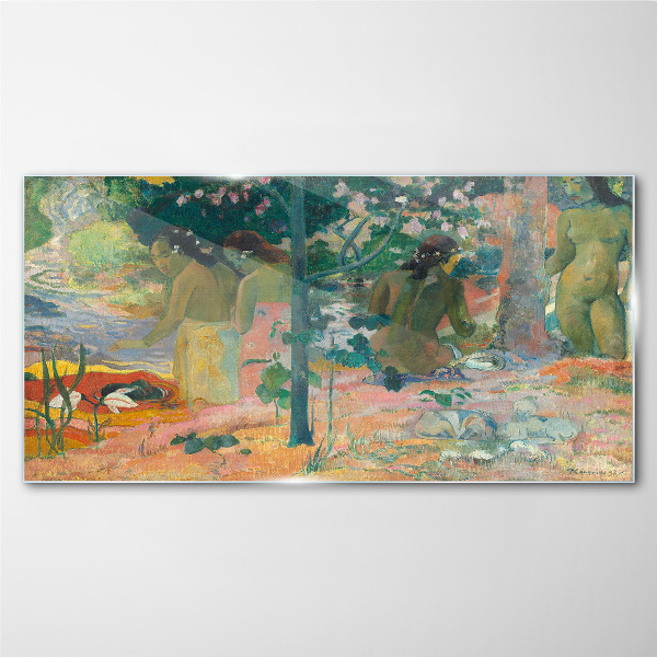 Women by the water Glass art print