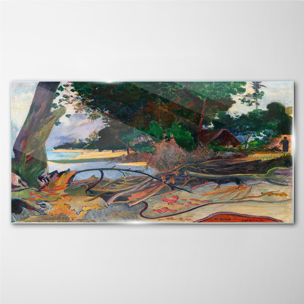Tropical landscape with trees Glass art print