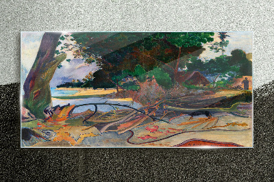 Tropical landscape with trees Glass art print