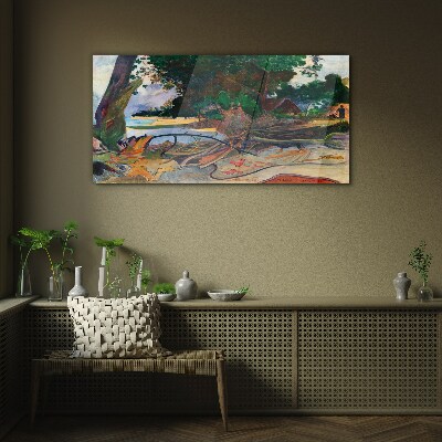 Tropical landscape with trees Glass art print
