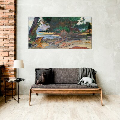 Tropical landscape with trees Glass art print