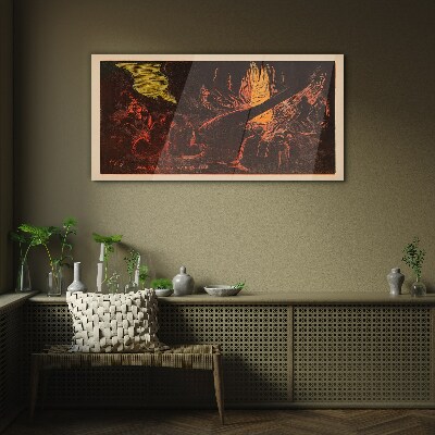 Gathering around the campfire Wall art on glass