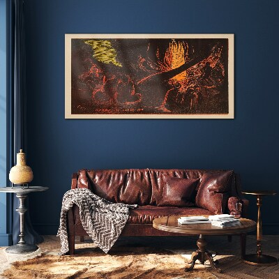 Gathering around the campfire Wall art on glass