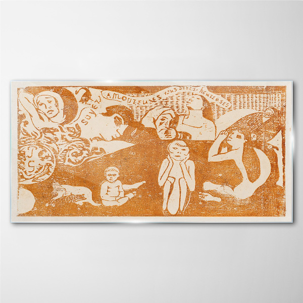 Characters abstraction gauguin Glass Wall Art