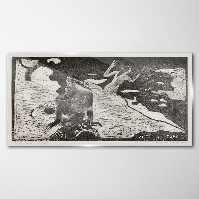 A figure against a background of abstract shapes Glass art print
