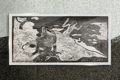 A figure against a background of abstract shapes Glass art print