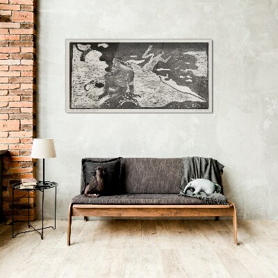 A figure against a background of abstract shapes Glass art print