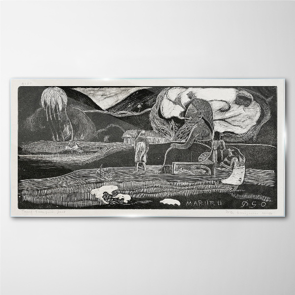 Landscape with figure and nature Wall art on glass