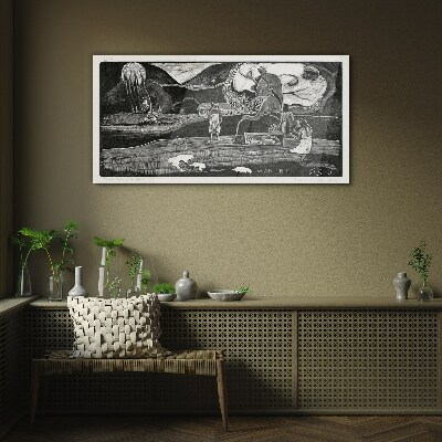 Landscape with figure and nature Wall art on glass