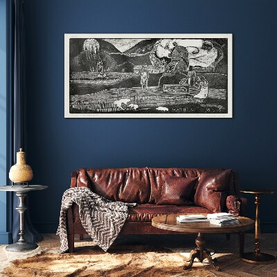 Landscape with figure and nature Wall art on glass