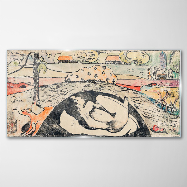 A scene from a rural landscape Wall art on glass