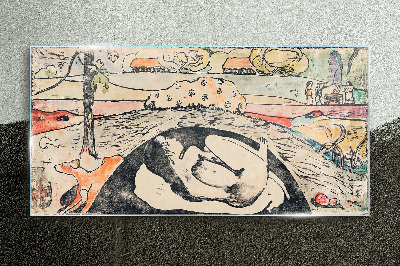 A scene from a rural landscape Wall art on glass
