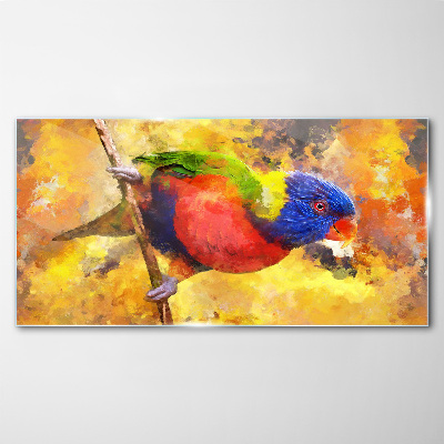 Colorful Parrot on the Sun Background Wall art on glass