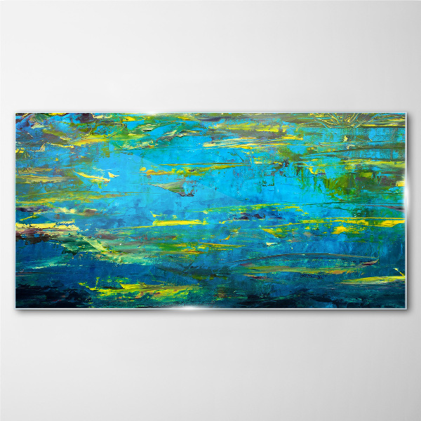 Turquoise waves and green Glass art print