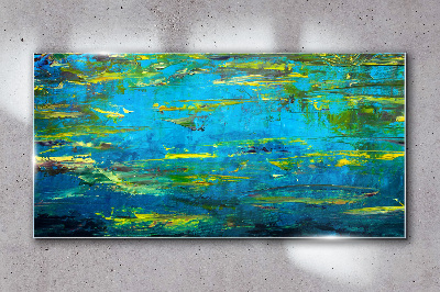 Turquoise waves and green Glass art print