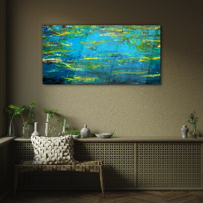 Turquoise waves and green Glass art print