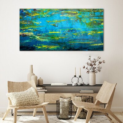 Turquoise waves and green Glass art print