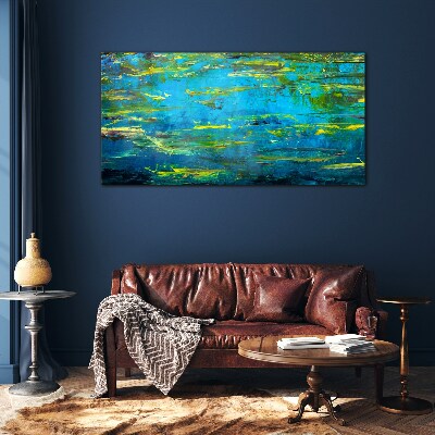 Turquoise waves and green Glass art print