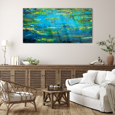Turquoise waves and green Glass art print