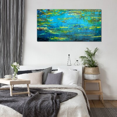 Turquoise waves and green Glass art print