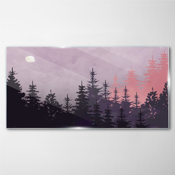 Sunset in the forest Glass art print